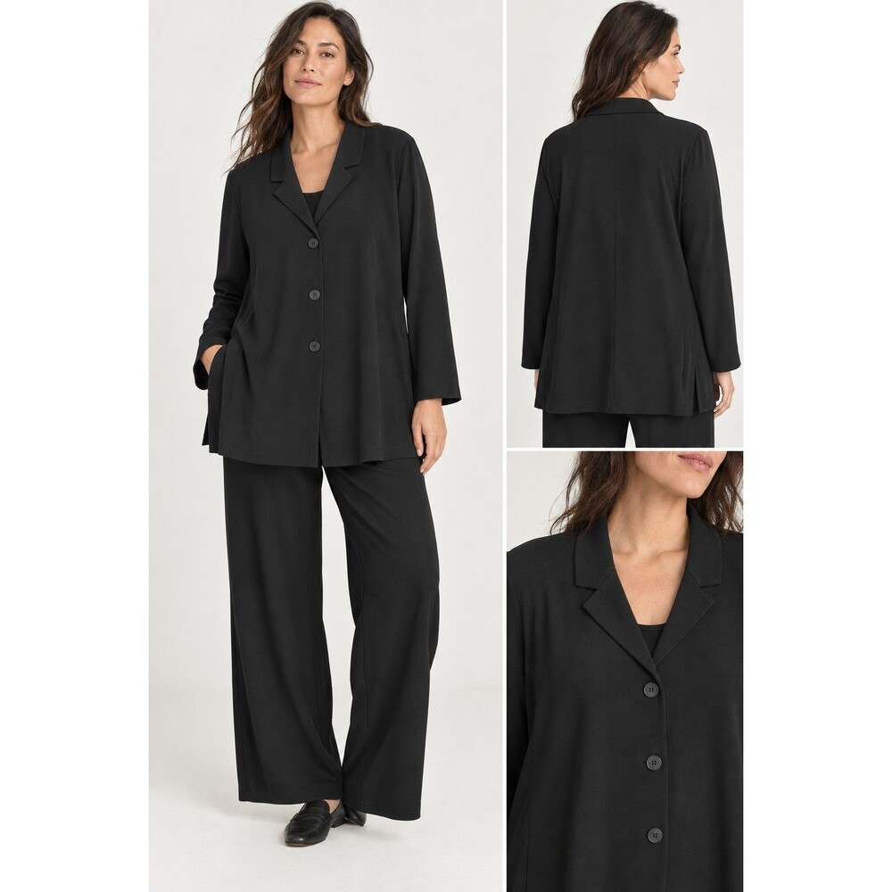 Eileen Fisher Black Oversized Stretch Jacket  Blazer 3X Quiet Luxury Minimalist